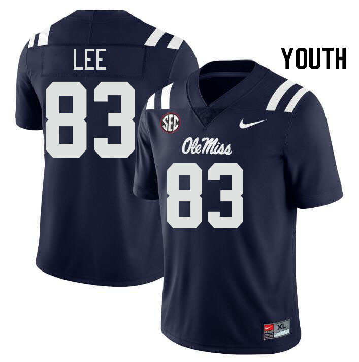 Youth #83 Cayden Lee Ole Miss Rebels College Football Jerseys Stitched Sale-Navy